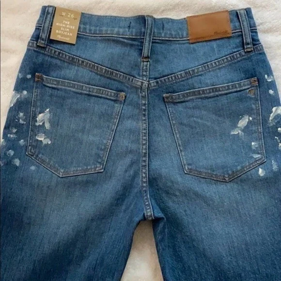 madewell high rise slim boyfriend fit paint jeans​